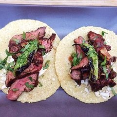 Tacos Turf · Arrachera y camarón