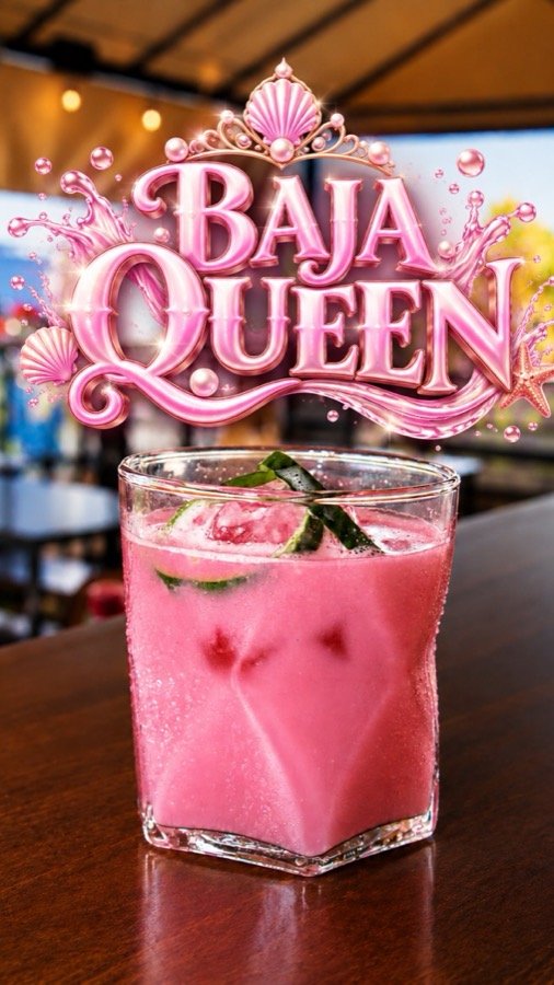 Coctel rosa cremoso con pepino y hielo