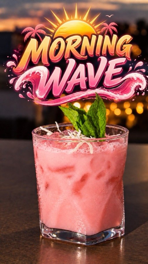 Coctel rosa cremoso con hierbabuena