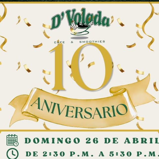 Invitación dorada al décimo aniversario de D'Volada
