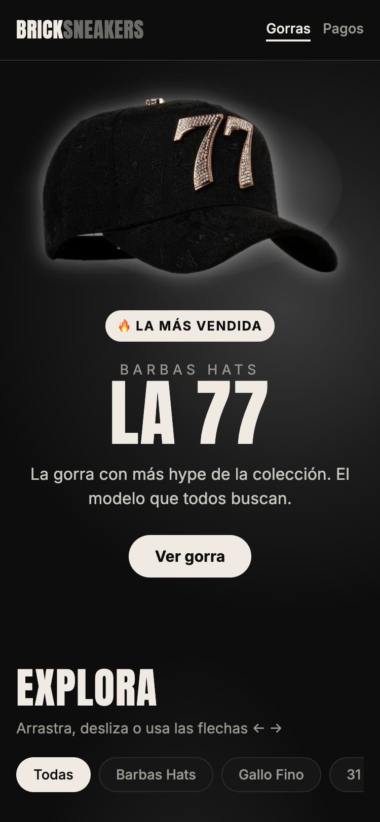 Sitio de BrickSneakers en celular