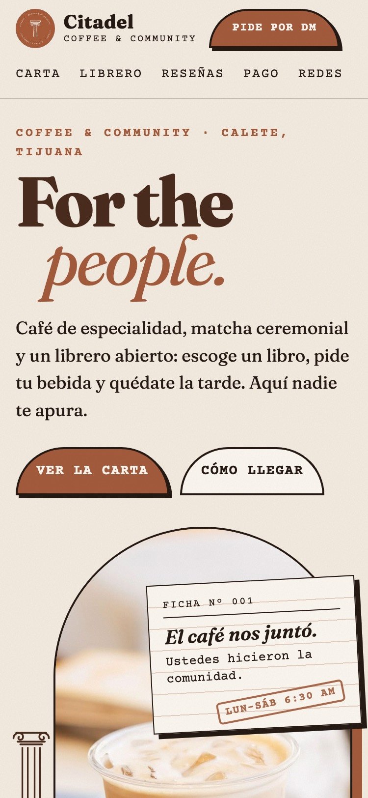 Sitio de Citadel Coffee & Community en celular
