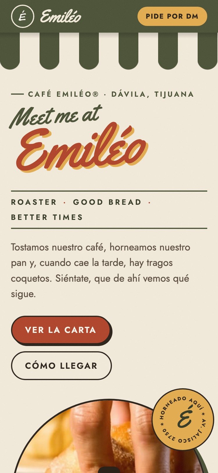 Sitio de Emiléo Café en celular