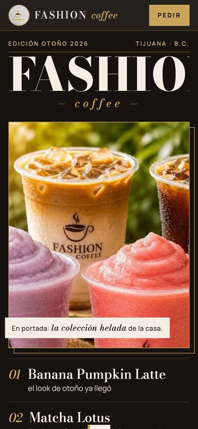 Sitio de Fashion Coffee en celular