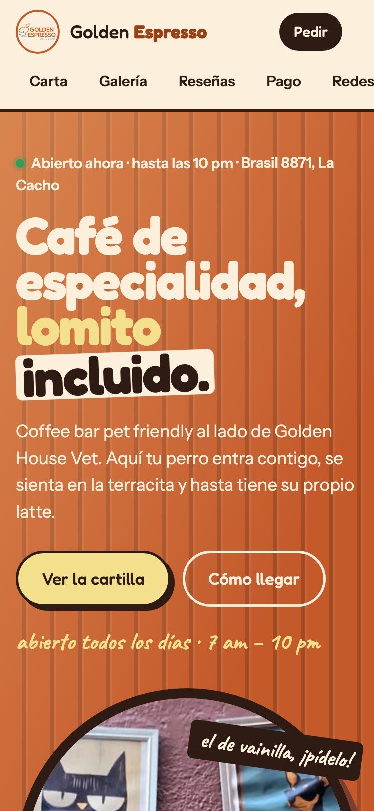 Sitio de Golden Espresso Coffee Bar en celular