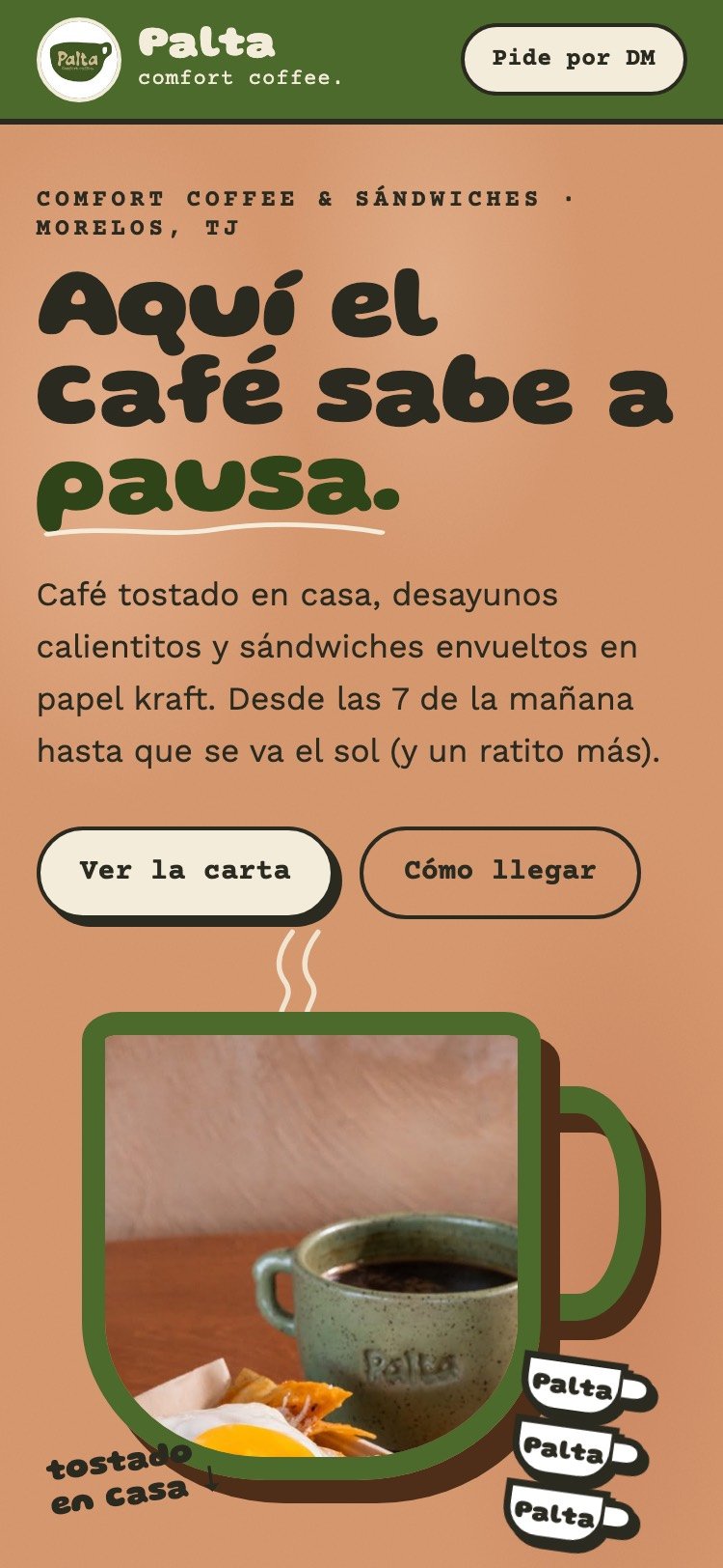 Sitio de Palta Comfort Coffee en celular