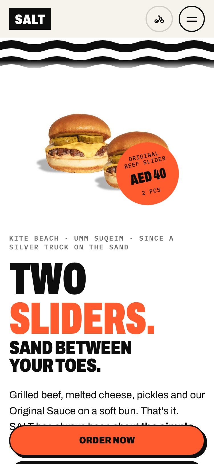 Sitio de SALT, sliders en Kite Beach, Dubái, en celular